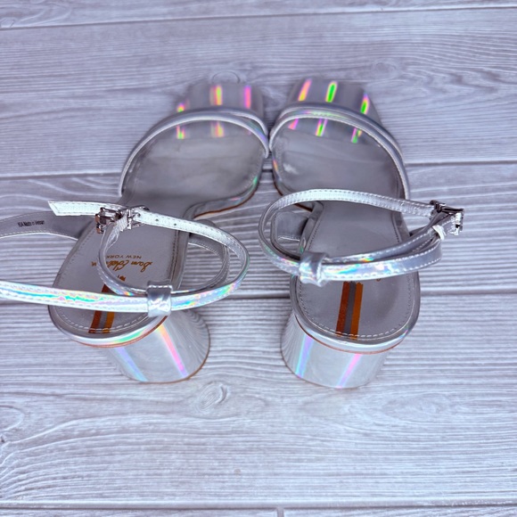 Sam Edelman circus kia block heels sandals holographic silver strap shoes 11 - Picture 9 of 11